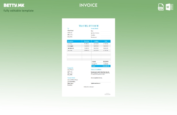 Шаблон за формат на бесплатна патна фактура во модерен стил